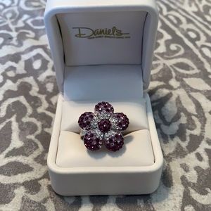 Amethyst and crystal ring